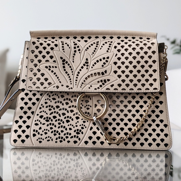 Chloe Calfskin Pineapple Perforated Faye Shoulder Bag - Picture 1 of 11